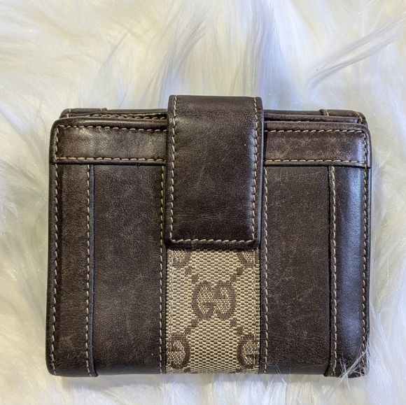 Gucci leather and GG monogrammed canvas compact wallet - Picture 2 of 9